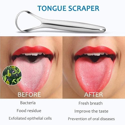 Cafhelp 2-Pack Tongue Scraper, 100% 304 Surgical Stainless Steel Tongue Cleaner for Both Adults and Kids, Professional Reduce Bad Breath Metal Tongue Scrapers, Help Your Oral Hygiene (with 2 cases) thumbnail 3