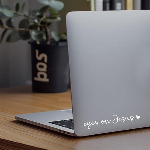2 x Eyes On Jesus Rearview Mirror Decal Water Bottle Stickers Affirmation Reminder Sticker Laptop Bumper Sticker Tumbler Vinyl Sticker Car Mirror Decal New Car Decor (Eyes On Jesus, White) thumbnail 4