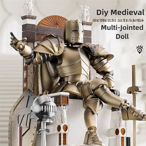 Osmanthus bloom Medieval Action Figures,Knight Armor Action Figure,Multi-Jointed Movable Robot Mannequin T13,Dummy 13 Action Figure(Assembly Required) (A-Golden) thumbnail 5