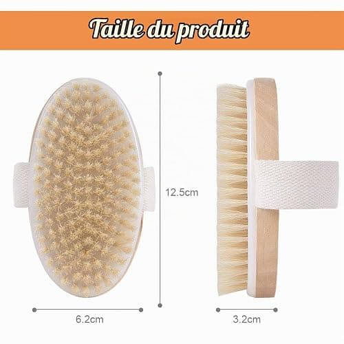 URAQT Brosse à sec pour le Corps, Brosse Exfoliante Physique | Brosse De Bain à Poils Naturels Pour Une Peau Impeccable,Un Drainage Lymphatique thumbnail 2