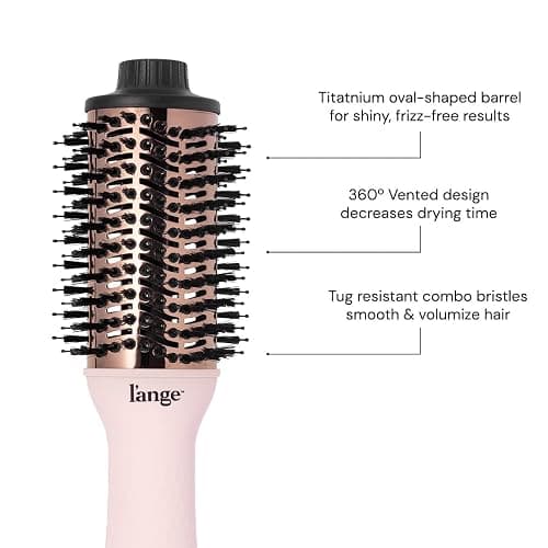 L'ANGE HAIR Le Volume 2-in-1 Titanium Blow Dryer Brush | Frizz Control Blowout Hair Dryer Brush For Drying And Straightening | Volumizing Hot Air Styler For All Hairstyles | Oval Barrel | Blush - 60mm thumbnail 2