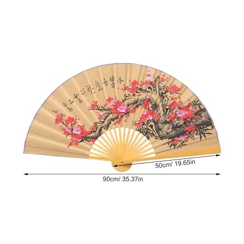 Kichvoe Riesenfächer-Wanddekoration: Orientalischer Feng-Shui-Wandfächer Chinesischer Fächer Chinesische Japanische Traditionelle Fächer Wandhintergrund Fächer-Hängedekoration thumbnail 3