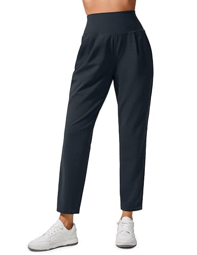 CRZ YOGA Butterlift Ankle Yoga Pants for Women 27" - 7/8 Tapered Front Pleated for Lounge Travel with Pockets - Image 1