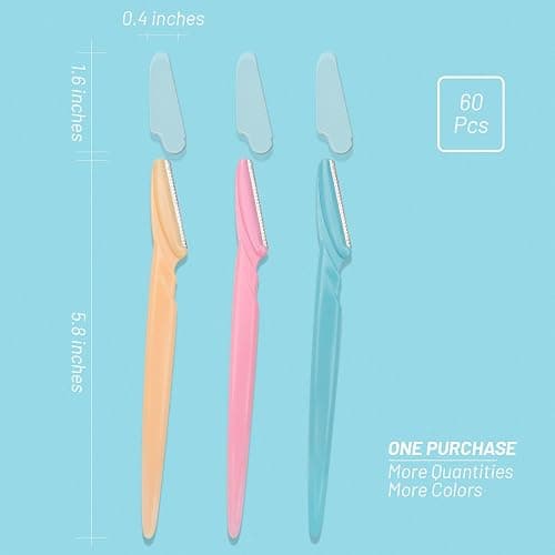 MoHern Eyebrow Razor with Box, 60 Pcs Face Razors for Women and Men, Multipurpose Dermaplane Razor, Dermaplaning Tool for Face, Multi-Color thumbnail 2