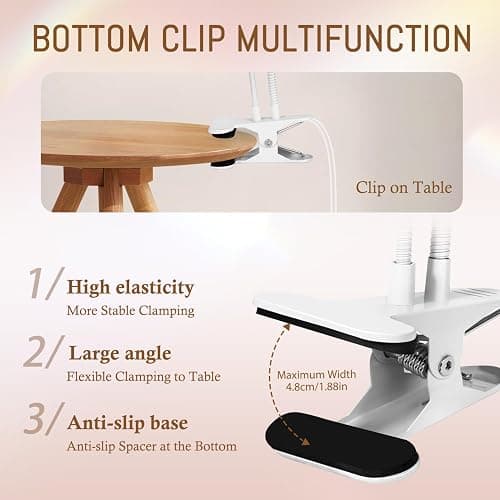 AORAEM LED Nail Lamp Double-Headed UV LED Light Quicky-Dry Duck Neck UV Lamp Dryer Curing Light with Portable Gooseneck and Clamp Flash Cure U V Light for Gel Nails Professional Home DIY Salon White thumbnail 4