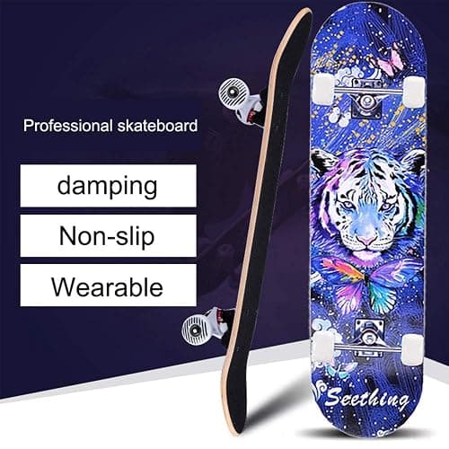 CLYCTIP Complete Skateboards- Standard for Beginners Kids Boys Girls Teenager- 31''x 8''Canadian Maple Cruiser Pro Skate Board thumbnail 5
