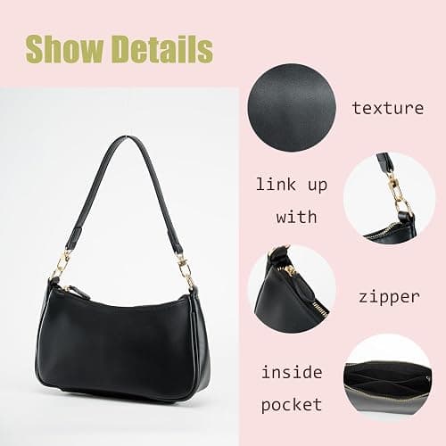 feujury Shoulder Bag for women Crossbody Bags Retro Classic Small Hobo Purse Clutch Tote Handbags with Zipper Closure thumbnail 3
