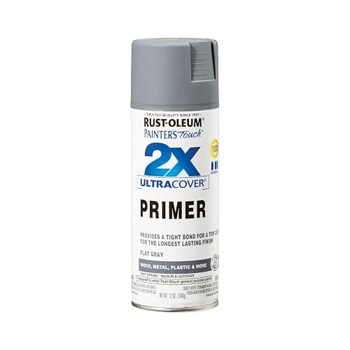 Rust-Oleum 334017 Painter's Touch 2X Ultra Cover Spray Primer, 12 oz, Flat Gray - Image 1