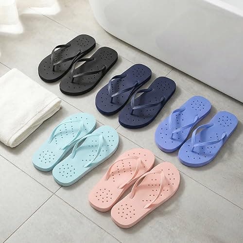 WIDE TOE BOX Women's Quick-Dry Shower Shoes Non-Slip Flip Flops with Arch Support & Drainage Holes for Beach, Pool, Dorm, Bathroom, Spa, Gym & Travel thumbnail 8