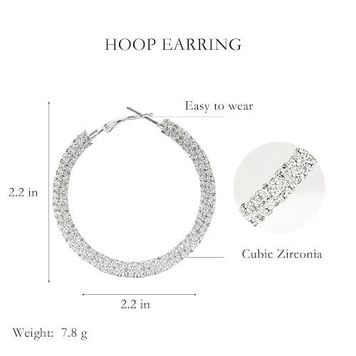 JINGDR Multcolors Cubic Zirconia Hoop Earrings For Women Statement Oval Rhinestone Hoop Earrings 14K Gold Plated Chunky Hoop Earrings Dainty Lightweight Big Earrings Trendy Jewelry (55MM/45MM) thumbnail 4