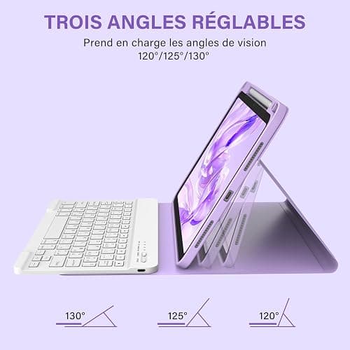 BQSS Coque Clavier pour iPad A16 11/10 Ème Génération(11 Pouces 2025/10.9 Pouces 2022), AZERTY Français, Housse Amovible avec Clavier Bluetooth sans Fil pour iPad 2022 10eme/11eme thumbnail 3