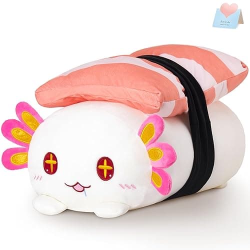 CozyWorld 20‘’ Axolotl Plush Pillow Cute Axolotl Stuffed Animal Kawaii Soft Sushi Plush Pillow Toy Food Huge Squishy Plushie Home Room Decoration Birthday Gift for Kids Girls Boys - Image 1