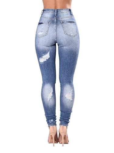 KUNMI Womens Classic High Waisted Skinny Stretch Butt Lifting Jeans Slim Fit Denim Pants thumbnail 6