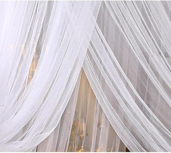 Kertnic Mosquito Net Bed Canopy for Girls, Princess Canopy Bed Curtain Fine Sheer Mesh Dome Bed Canopies, Girls & Adults Lace Tent for Twin Full Queen King Bed (White) thumbnail 8