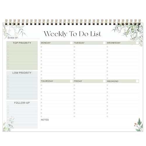 Weekly To Do List Notepad, Undated Planner with 52 Sheets (8.5''x11''), Desk Weekly Planner for Women & Man, Home School & Work (Leaf) - Image 1