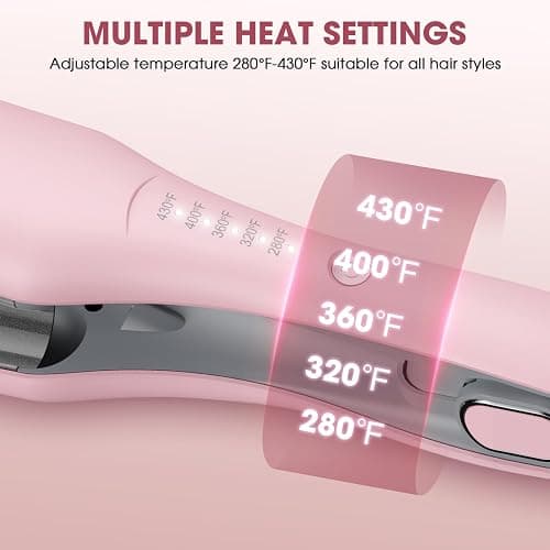Curling Iron Hair Crimper Waver, MiroPure Beach Waves Curling Wand 1 inch with 30S Fast Heating & PTC Heater, Deep Waver Hair Curler for Women, Dual Voltage, Pink thumbnail 3