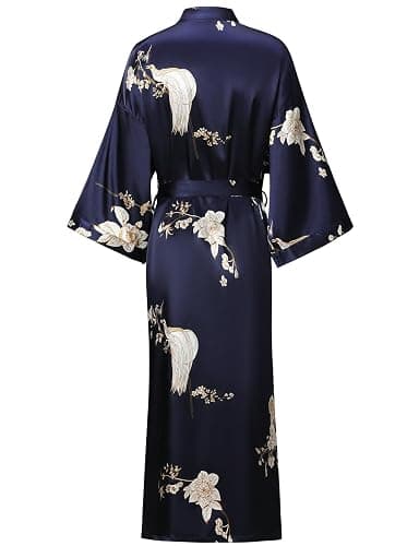 Peignoir long en satin doux pour femmes, kimonos soyeux pleine longueur et robes de chambre élégantes thumbnail 2