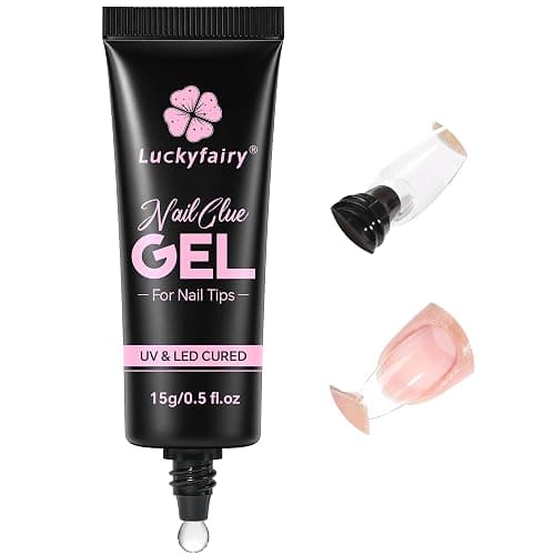 Luckyfairy Gel Nail Glue for Nail Tips, Soft Solid Nail Glue, Cured Needed, 15ml Soak Off Adhesive Bonding for Clear Acrylic Nails Fake Nails Extension, Not for Press-on - Image 1