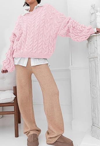 PRETTYGARDEN Womens Sweaters Fall 2025 Cable Knit Long Sleeve Crewneck Oversized Sweater Chunky Pullover Loose Outfits thumbnail 6