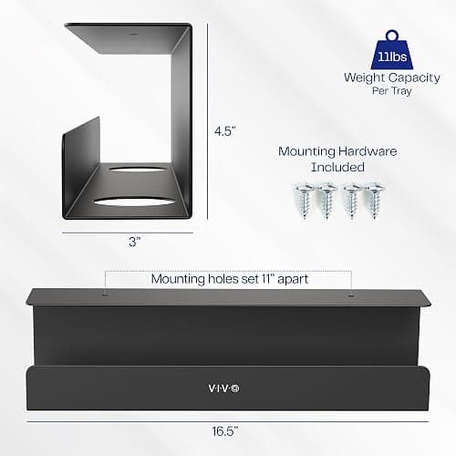 VIVO Under Desk 17 inch Cable Management Trays, Power Strip Holders, Cord Organizers, Wire Tamers for Office and Home, Black, 2 Pack, DESK-AC06-2C thumbnail 3