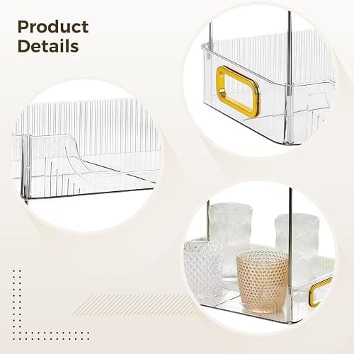 YOFAPA Bathroom Shelf Organiser, Double Layer Bathroom Countertop Organizer with Gold Handles, Clear Plastic Washroom Tray Organizer, Removable Storage Rack for Skincare and Toiletries thumbnail 4