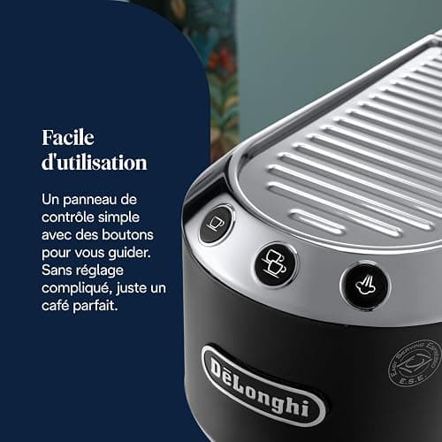 De’Longhi Dedica Style - Perfetto Machine à Expresso Compacte, Mousseur de Lait Manuel pour Expresso et Cappuccino, Compatible Dosettes ESE, Panneau de Commande à Boutons, Largeur 15cm, Noir(EC685.BK) thumbnail 6