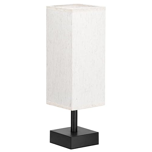 Small Table Lamp for Bedroom - Bedside Lamps for Nightstand, Minimalist Night Stand Light Lamp with Square Fabric Shade, Desk Reading Lamp for Kids Room Living Room Office Dorm thumbnail 9