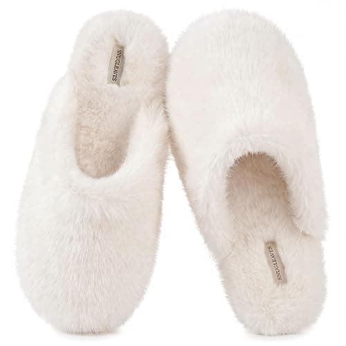 Snug Leaves Women's Fuzzy Scuff Slippers Memory Foam Non-slip House Shoes | Plush Faux Fur, Effortless Slide-on, Pillow Soft Cushion, Anti-slip TPR Sole, Multi Sizes, Diverse Shades - Image 1