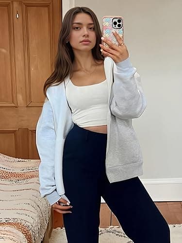Abonlen Zip Up Hoodies for Women Fleece Jacket with Pockets Casual Sweatshirts Comfy Fall Coats thumbnail 3