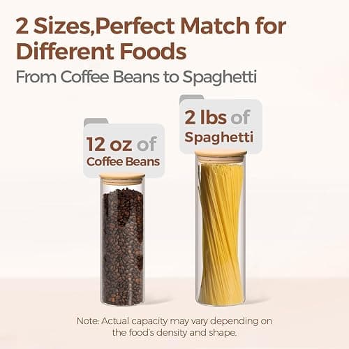 ComSaf Glass Food Storage Jars Set of 6, Tall Glass Storage Containers with Lids, Spaghetti Jar, Canisters Set for the kitchen, Pasta, Flour, Nuts, Oat, Coffee and Sugar Container, Pantry Organization thumbnail 4