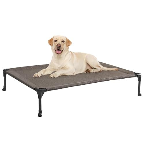 Veehoo Outdoor Elevated Dog Bed Large Sized Dogs, Large Cooling Raised Dog Cots Beds Training Platform Off Ground Hammock with Breathable Mesh, No-Slip Feet, 42"x30", Brown - Image 1