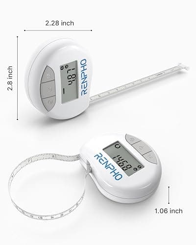 RENPHO Body Measuring Tape, Smart Tape Measure for Weight Loss, Bluetooth Fitness Equipment with App, Measuring Waist, Hip, Bust, Arms, Muscle Gain, Retractable, 60in /150cm, White thumbnail 2