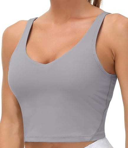 THE GYM PEOPLE Womens' Sports Bra Longline Wirefree Padded with Medium Support - Image 1