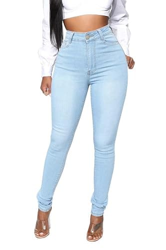KUNMI Womens Classic High Waisted Skinny Stretch Butt Lifting Jeans Slim Fit Denim Pants - Image 1