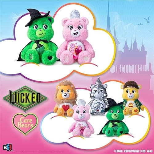 Basic Fun Care Bears x Wicked 22cm Plush – Love-a-Lot Bear as Glinda – Collectible Soft Toy from the Care Bears x Wicked Collaboration, Pink thumbnail 8