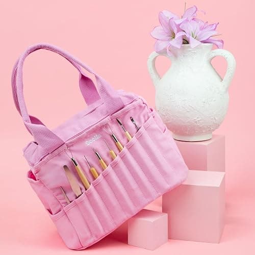 Soolla Studio Bag: Craft Organizer & Pottery Tool Bag, Washable Art Supply Tote, Knitting Yarn, Crochet Projects, 30 Pockets, 20+ Canvas Colors, Artist Gift for Adults (Flirty Flamingo) thumbnail 9