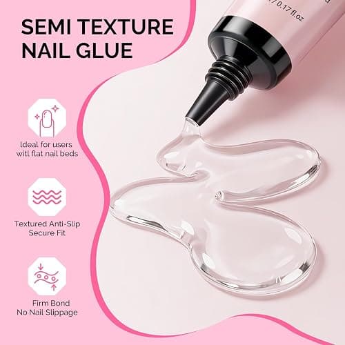 MelodySusie Semi Solid Nail Glue, Quick Drying No Need for UV Lamp Glue Gel Long Lasting for Fake Acrylic Press On Nails, 5ml*6pcs | Quick Drying, No UV Lamp Needed, Long Lasting, Nail Glues DIY Home Salon Manicure Portable Packaging thumbnail 2