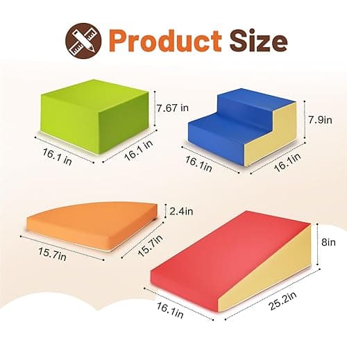 TODIBY 6-Piece Soft PU Leather Toddlers Climbing Toys, Baby Foam Climbing Blocks for Toddlers, Foam Play Gym Climbing Structures for Toddlers 3, Indoor Climb and Crawl Activity Play Set - Classic thumbnail 7