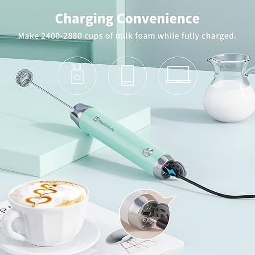 Maestri House Rechargeable Milk Frother, LunaFro NS Handheld Electric Foam Maker Waterproof Detachable Stainless Steel Whisk Drink Mixer Foamer for Lattes, Cappuccino, No Stand thumbnail 2