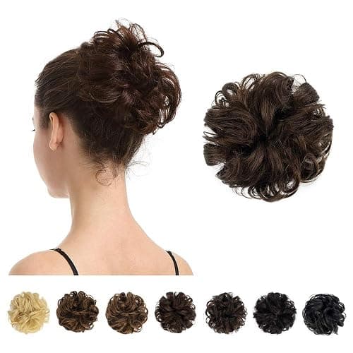 ⭐️BARSDAR 100% Human Hair Extension - Real Human Hair Brown Bun Extensions for Women - Messy Bun Hairpieces, Chignons, Updo Daily - Image 1