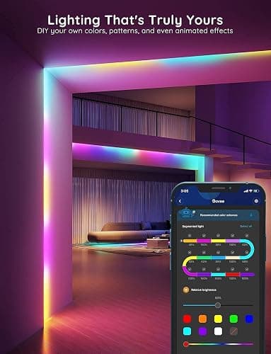 Govee 100ft RGBIC LED Strip Lights, Smart LED Lights Work with Alexa and Google Assistant, LED Lights for Bedroom WiFi App Control Segmented DIY Multiple Colors, Color Changing Light, (2 x 50ft) thumbnail 3