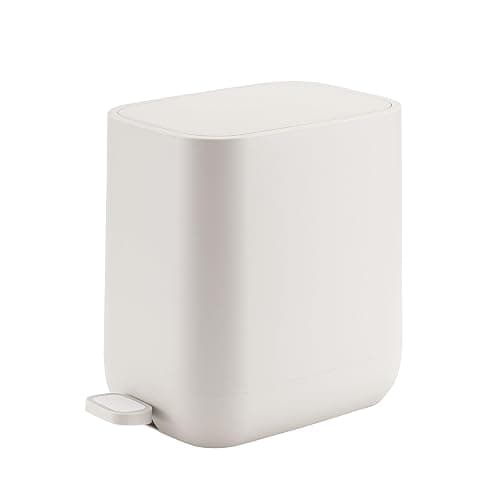 Veinvify 7 Liter Schlanker kleiner Küchen-Mülleimer mit Deckel Soft-Close-Staubeimer Trittpedal Mülleimer Zuhause, Badezimmer Büro aus ABS Waschbar Ivory - Image 1