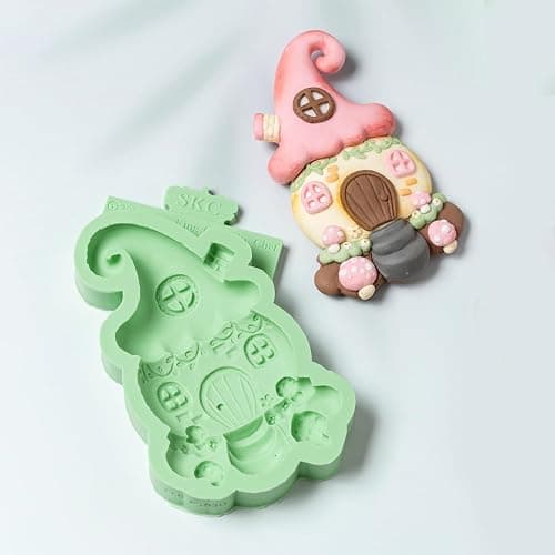 KALAIEN Fairy Garden Silicone Mold, Fairy Gnome Silicone Mold House Polymer Clay Molds for Crafts Air Dry Cake Decorating Candy Chocolate 1 Pcs(Hat House) thumbnail 2