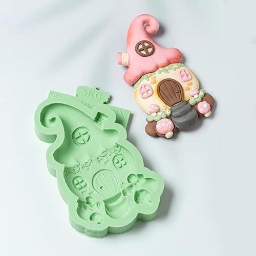 KALAIEN Fairy Garden Silicone Mold, Fairy Gnome Silicone Mold House Polymer Clay Molds for Crafts Air Dry Cake Decorating Candy Chocolate 1 Pcs(Hat House) thumbnail 3