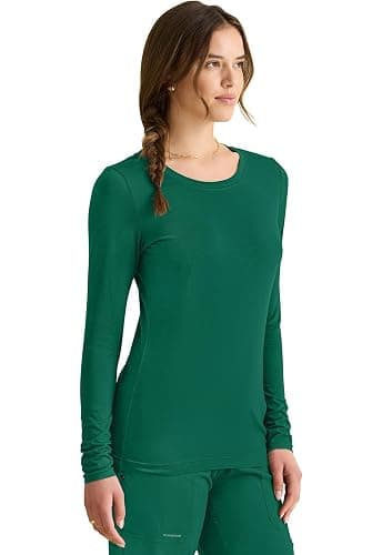 Healing Hands Women's Underscrub Soft Knit Melissa Longsleeve Scrub Tee with Breathable & Easy Care Fabric 5047 - X-Small - Hunter thumbnail 3