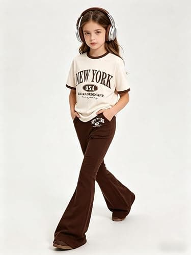 Klyatpxoen Size 6-12 Years Tween Girls Clothes 2PCS Sets Crop Tops & Flare Pants with Letter Print Summer Outfits thumbnail 3