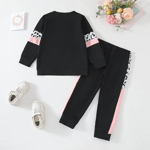 Afsmlys Tween Girl's Letter Print Top + Jogger Pants 2 Piece Casual Outfit Set Kids Fall Clothing, Sizes 6-14 Years thumbnail 7