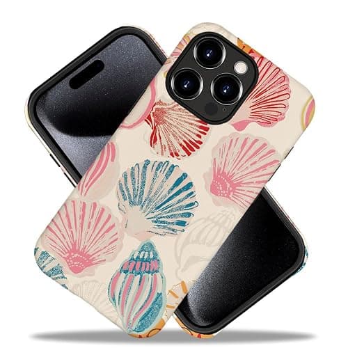 Compatible with iPhone 14 Pro,Durable & Shockproof Phone Case Cover Design - Pink Seashell Watercolor thumbnail 2