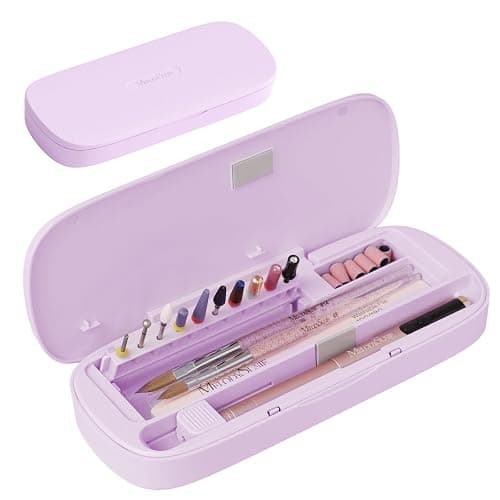 MelodySusie Acrylic Nail Tool Storage Box, Portable Dustproof Stand Displayer Holder Organizer Container Manicure Efile Accessories Nail Drill Kit Case, Travel Salon Home, Purple(Only Box) - Image 1