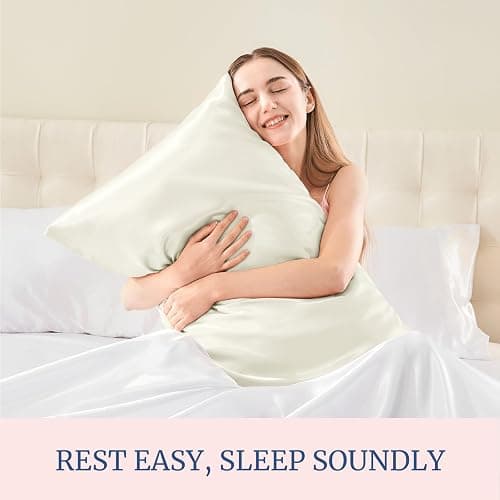BEDELITE Satin Pillowcase for Hair and Skin, Super Soft and Cooling Similar to Silk Pillow Cases 2 Pack with Envelope Closure, Gift for Women Men(20"x26" Standard Size, Ivory) thumbnail 6